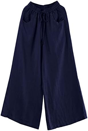 MIASHUI / Дамски Панталони с джобове, всеки ден Пролет-Лято Памучни панталони в Литературния стил, Дамски Панталони, Свободни Панталони Големи Размери, Дамски
