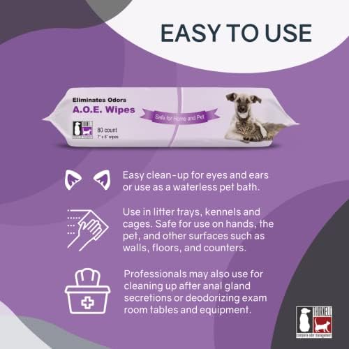 Кърпички за котки и кучета Thornell Animal Odor Eliminator (80 кърпички) - Универсални Дезодорирующие кърпички за домашни любимци - Средство за премахване на миризма от домашни жив
