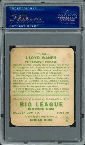 Карта начинаещ Лойд Уэйнера с автограф от 1933 г. Гауди #164 PSA Pittsburgh Pirates 1 PSA / DNA #17449593 - Бейзболна картичка начинаещ с автограф