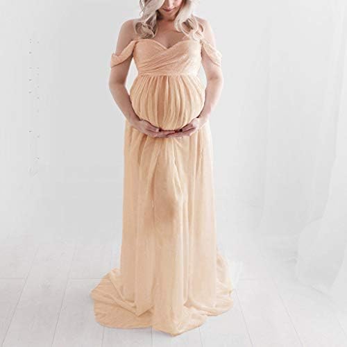 LKchoose Бельо Макси Рокля с открити рамене, Модни Рокли за Фотосесии на Бременни, Секси Дълга Рокля за медицински сестри с