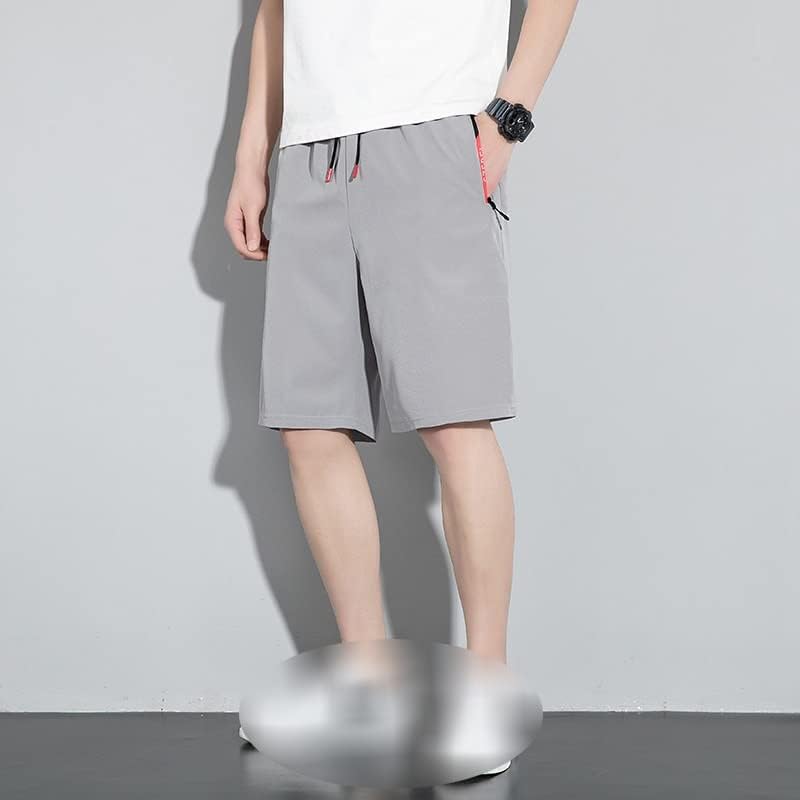 Ежедневни панталони CCYHD за мъже, Летни живо Спортни Панталони от Драпа, Свободни Стрейчевые Шорти (Цвят: Сив, Размер: Голям)