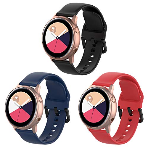 Въжета eiEuuk 20 мм, съвместим с Samsung Galaxy Watch Active/Active 2 и Galaxy Watch 3 40 mm/41 мм/42 мм/ 44 mm, Gear S2 Classic/Sports Gear, Мек Силикон Взаимозаменяеми каишка за часовник, с каишка за часовник