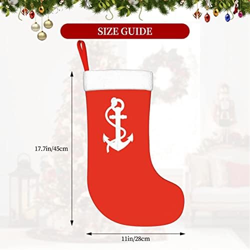 Yoigng Бяла Морска Котва Коледен Отглеждане На Коледни Чорапи, Класически Празнична Украса Окачен Чорап За Камина