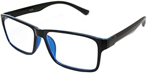 Правоъгълни очила за четене Visual Plus със защита от синя светлина за мъже и жени | Очила за компютър, игри, телевизор със защита от синя светлина (черен / Син, силата на 1,0