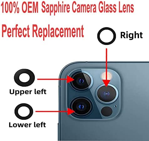 Лист за Замяна на обектива на камерата на iPhone 12 Pro Max, 2 опаковки OEM Оригинална Замяна на Стъклен Обектив на Задната камера за iPhone 12 Pro Max 6,7 Инча с Инструменти за Ремонт