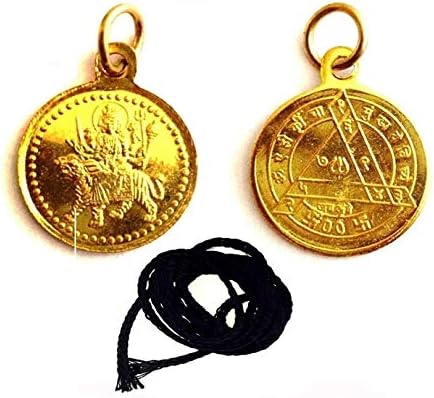 Висулка Maa Дурга Kavach Янтра - Медальон + Черна Нишка Индуистская Богинята Дурга Деви Висулка Янтра