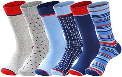 Мъжки чорапи GLENMEARL в 6 опаковки, Класически Меки Удобни Ежедневни Бизнес с шарени Чорапи