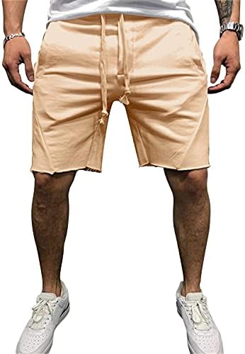 Мъжките Ежедневни Панталони с Еластичен ластик на талията и завязками, Свободни Къси Памучни Удобни Спортни Шорти за бягане, Страничен