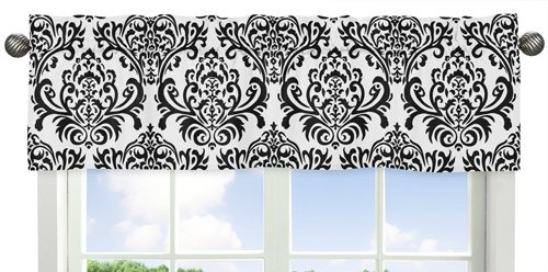 Престилка за прозореца на Sweet Jojo Designs Слоун от Черно и бяло дамасского платна