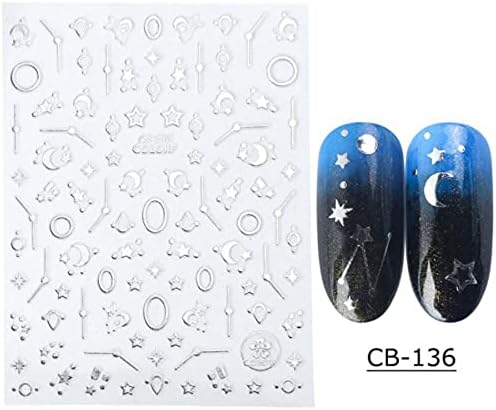 15 Листа Стикери за дизайн на ноктите-Популярните Златни и Сребърни Стикери за нокти с Геометричен Дизайн направи си САМ