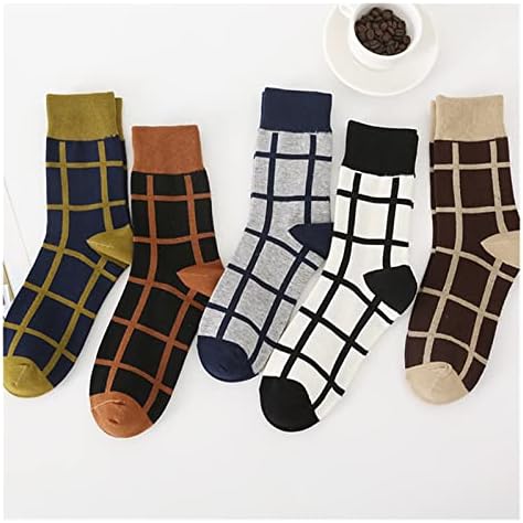 GELTDN Есенно-зимни мъжки чорапи в шахматния модел в тубусе, чорапи Tide, Сгъстено Топли мъжки спортни чорапи (Цвят: A,