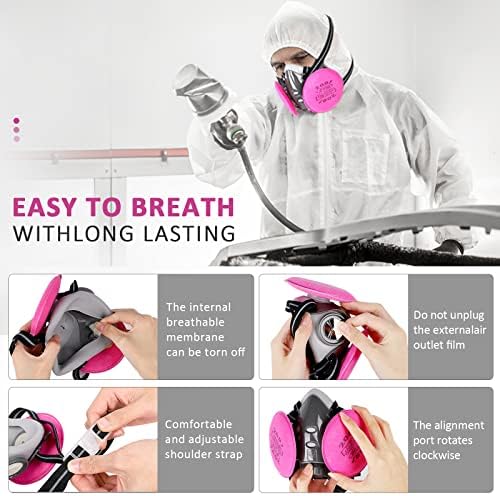 Прозрачна Респиратор XINBTK с 2091 филтър за многократна употреба и дихателна маска с 6001 Филтър срещу газ / Прах / Органични изпарения / Дим / Миризмата / на епоксидна смол