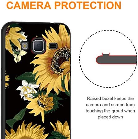 Калъф Yoedge за Galaxy J3 , Черно калъфче за телефон с дизайн 【Ултратънък】 устойчив на удари Гъвкав Мек Гел TPU Силиконов делото Броня Кожа за Samsung Galaxy J3 (Слънчоглед)