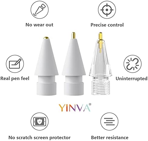 YINVA 3 Опаковки накрайници за моливи Apple Молив Съвет, Модернизирани уши Apple Pencil 2-ро поколение Fine Point Precise Control