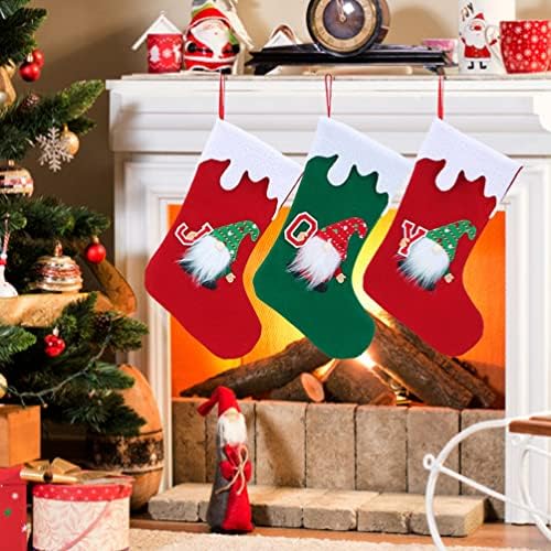 ABOOFAN 3 бр. Коледни Чорапи Джудже Коледни Чорапи, Бонбони, Подаръчни Пакети Коледно Дърво, Камина, Окачени Чорапи за Коледна