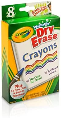 Цветни моливи на Crayola за сухо изтриване (8 карата), В комплект Рукавица-Гумичка и Острилка, Класни аксесоари за учители