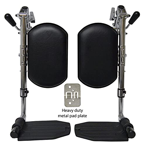 Трайни хромирани подлакътници за инвалидни колички с алуминиеви облицовки за краката и черни подложки за телета (двойка), разстоянието между
