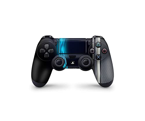 Кожата контролер ZOOMHITSKINS PS4, Съвместим с контролер Playstation 4, Ретро Ретро Метален Неон Син Черен апарат, Здрав, Подходящ за PS4, PS4 Pro, контролер PS4 Slim, винил 3 М, Произведено