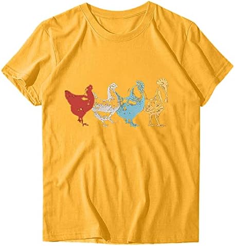 Риза за Юноши и девойки, Дамски Ежедневни Тениска с Къс Ръкав и Кръгло Деколте с Принтом, Свободна Тениска, Блуза, Блузи, Дамски Ризи