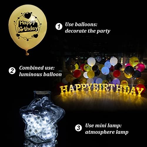 Aogist 50 бр. Бели мини-гирлянди и балони честит рожден Ден, с удължено време за чакане, водоустойчив led лампа за балони,