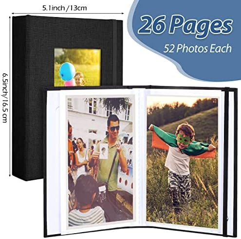 Gersoniel 6 Бр. Малък Фотоалбум 4x6 Инча Книга 26 Прозрачни Страници могат да се Настанят 52 Снимки Албум в Ленена Подвързия