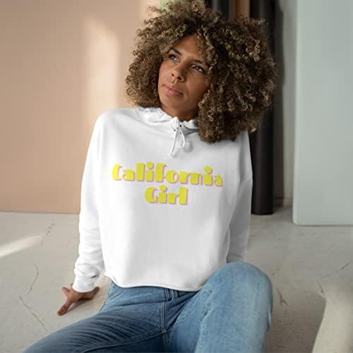 Съкратен топ EcoLush California с качулка | Неонова риза за жени и юноши, Hoody Cali, Ежедневни блузи и потници за тренировки за дамите