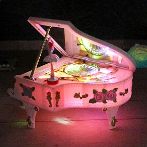 Музикалното ковчег FBVCDX розово пиано led светлина Музикална ковчег въртяща се Музикална ковчег балет момиче се е повишила Музикална ковчег подарък за рожден ден