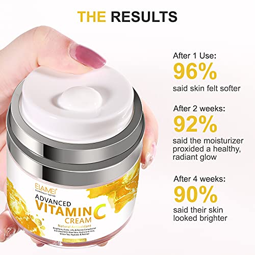 VC Крем за лице - Овлажняващ крем с витамин С, Ежедневен Натурален Органичен анти-ейдж крем за сияйна кожата, намалява появата на бръчки, повишава нивото на колаген в