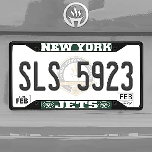 ФАНМАТЫ 31369 New York Jets Метална Рамка Регистрационен номер С Черна тапицерия