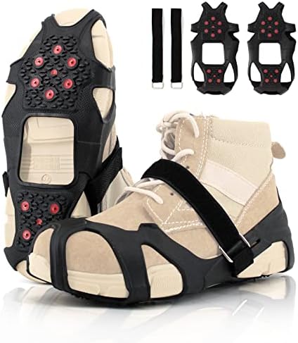 Xproutdoor Нескользящие Ледени Ключалки, Дръжки за сняг, Трайни Тракшън Скоби с 11 Стоманени Шипове, обувки и Обувки За ходене