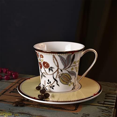 HOUKAI Европейския Ретро Цветя Модел на Керамични Кафе Комплекти Чаша с Чинийка на Саксия 15 БР. Изработени От Фин Костен Порцелан