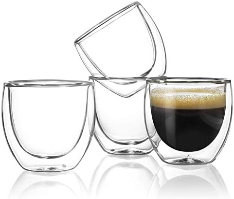 Комплект чаши за еспресо Sweese 4 грама от 4 чаши с двойни стени и изолация - кристал, ръчно изработени - 408.101