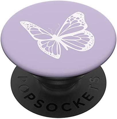 Бели Светло-Пастелни попсокеты с лилава пеперуда С възможност за смяна на PopGrip