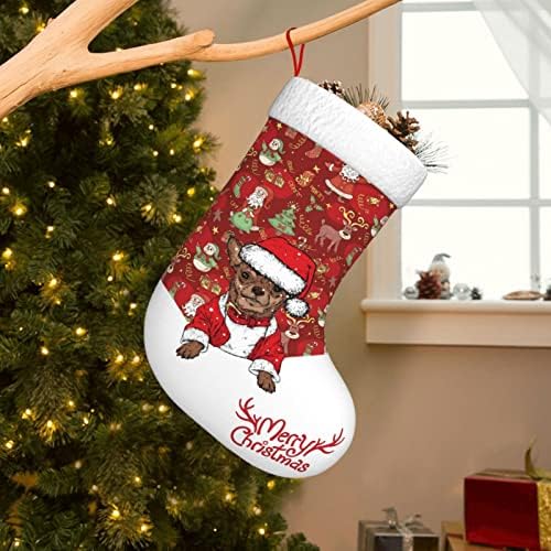 UWNXPIW Коледни Чорапи, Коледни Чорапи с Кучето, Дядо коледа, Снежен човек, Елен, Големи Чорапи за Семейна Почивка, Украса за Коледното парти,