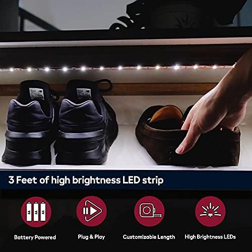 BestLuz Осветление за гардероба на батерии, Безжични led лента за кухня Под шкаф | За Рафтовете|По поставка | В килера |Безжична осветление-Клик