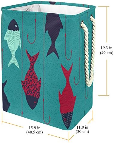 Кошница за дрехи MAPOLO в Японски стил с Шарени Риби, Сгъваема Кошница за съхранение на бельо с Дръжки, Подвижни Скоби, Добре