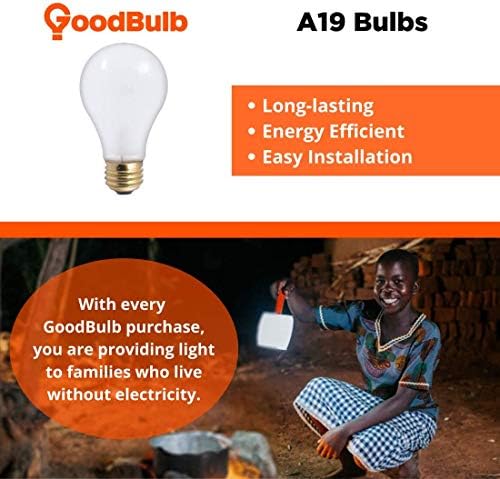 GoodBulb 6O-Ваттная лампа A19 средна мощност 130 Волта, живот 3000 часа, лампа с нажежаема жичка топло бял цвят 2700 К - Стандартна битова лампа E26 (комплект от 24 лампи)