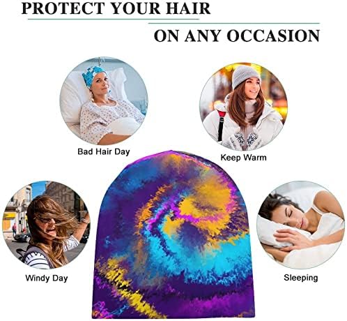 Лилаво и синьо мрамор текстура за мъже Капачка капачка мека топла череп Шапчица пуловер шапка за сън тичане всеки ден