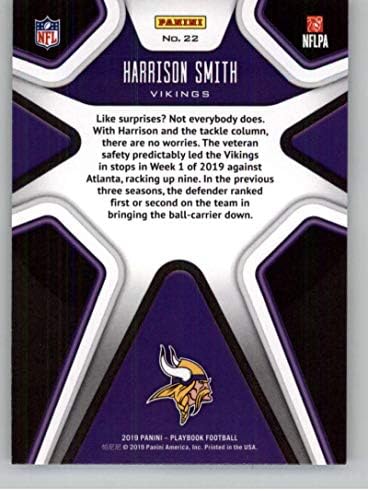 Сборник с пиеси на Панини 2019 Xs и Os #22 Харисън Смит Минесота Викингс Търговска картичка футбол NFL