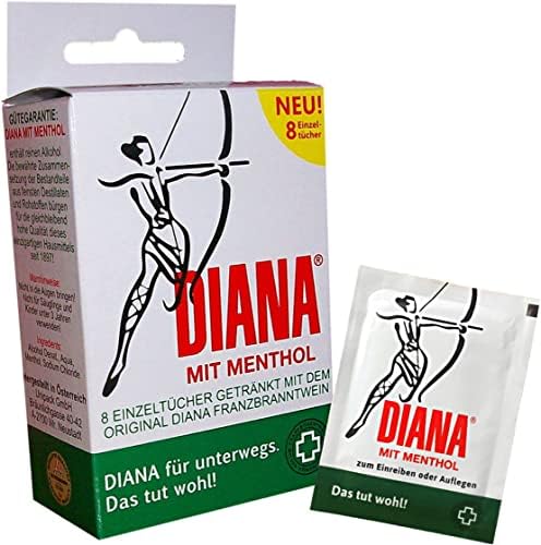 Освежаващи кърпи Diana ментол, 8 парчета - за триене и масаж/Австрия