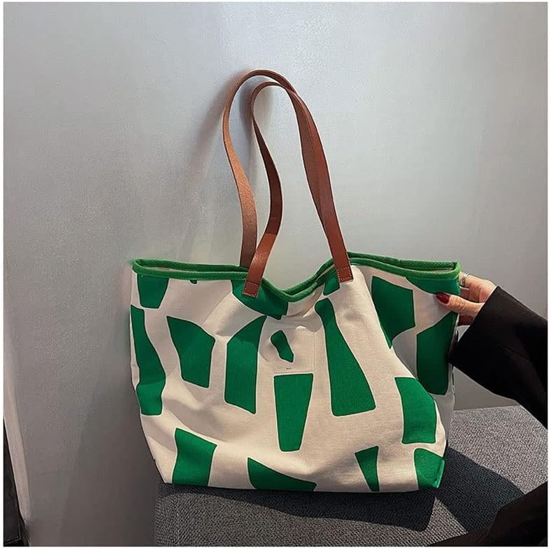 n/a Холщовая женствена чанта на едно рамо, жените Пътна чанта за пазаруване, по-Голямата Голям пазарска чанта (Цвят: A, размер: 50 см.