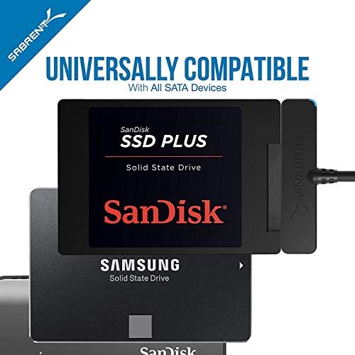 Адаптер SABRENT USB 3.1 (тип A) за SSD /2,5-инчов твърд диск SATA [Оптимизиран за SSD, поддържа UASP SATA III] (ЕО SS31)