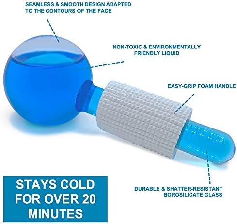 Ледени топки Skinphony за грижа за лицето - 2 ЕЛЕМЕНТА Blue Beauty Globes Roller за лицето, шията и масаж на кожата - Охлаждащо