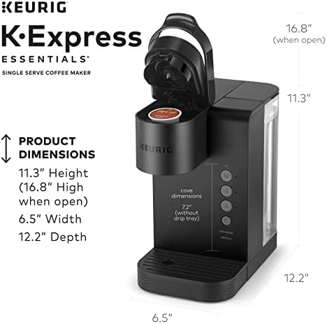Tea Keurig K-Express Essentials, Еднократна tea K-Cup Pod, Черен - 3 Размера на чаши 6, 8 и 10 грама, подвижен резервоар 36 грама - една Бутилка за вода BROAG различни цветове