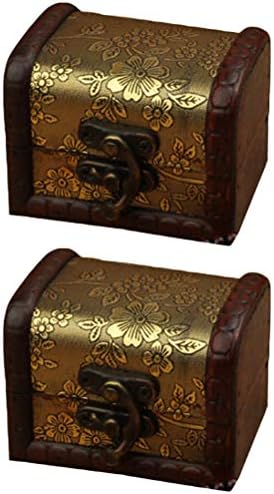 Cabilock Практичен 2 броя Малка Дървена Кутия в Древен Китайски Стил, Кутия За Съхранение на Бижута, Опаковане на Кутия, Деликатен Контейнер