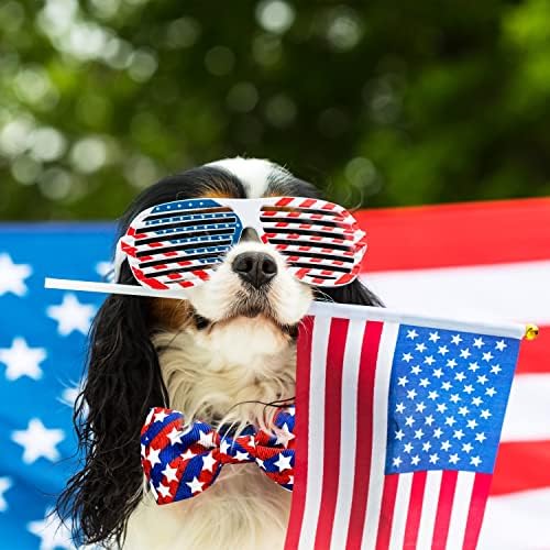Нашийник с папийонка за кучета 4-ти юли, 2 опаковки Празничен Патриотичен Яка на Деня на Независимостта на САЩ за Големи, Средни и Малки Кучета (Средната врата (12,5-20 и?