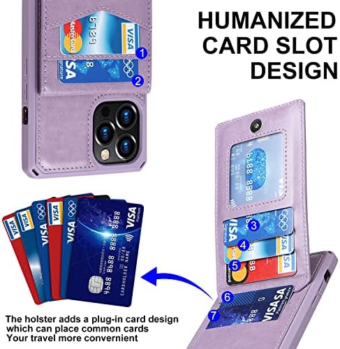 iCoverCase за iPhone 12 Pro Max Чанта-портфейл със стойка-държач за карти [RFID Заключване] от Премиум-Клас, Изкуствена Кожа, Отделения за