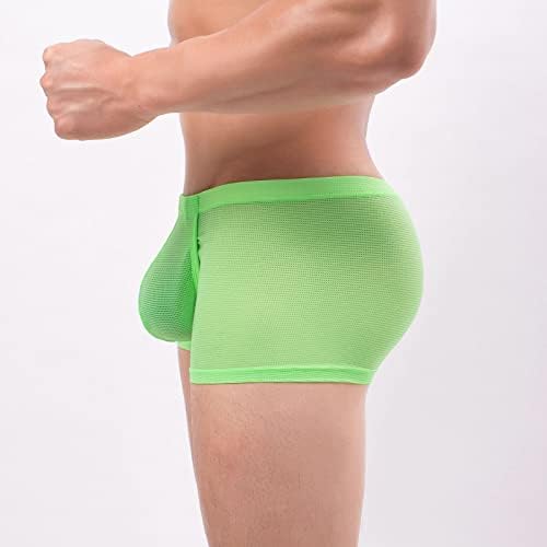 2023 Нови Мъжки Плоски Тънки Дишащи Панталони, за Бельо, Модни Спортни Всекидневни Спортни Боксерки с Облегающим Мъжки Долни Бельо, Къса (Зелена, L)