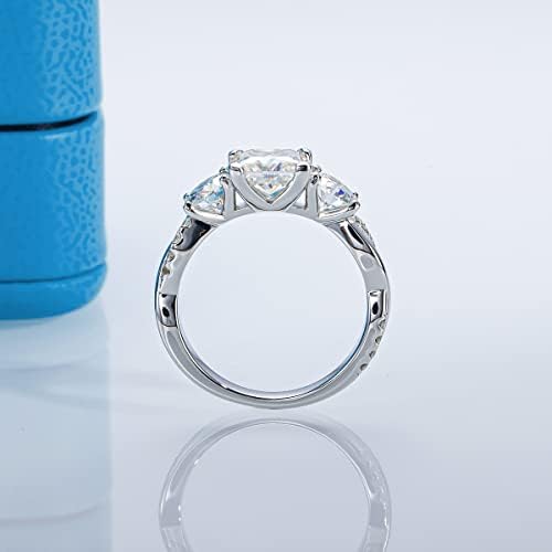 Годежен пръстен с муассанитом Кройка CivetCat Princess за Жени 2,66 cttw, Пръстени с муассанитом от 3 Камъни, D цвят VVS1, Блестящ Муассанит, Диамант, Годежен Пръстен на Годишнина о