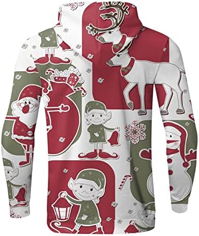 Мъжки коледни качулки UBST, големи размери, блузи с принтом на Коледните елени и снежинки, Всекидневни забавен пуловер на